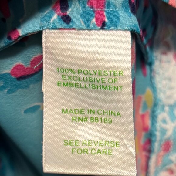 Lilly Pulitzer Womens Wilda Bright Blue Beaded Neck Caftan Dress S - Picture 7 of 7